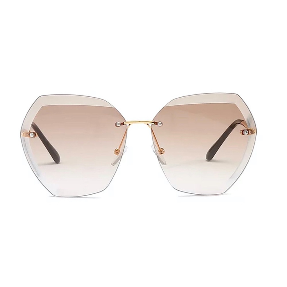 Hexagon Style Fashion SunGlasses In Tan